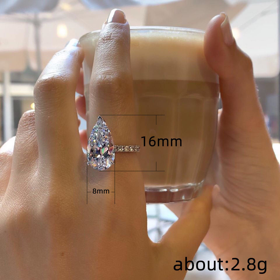 Micro-Set Zircon Drop-Shaped Ring - Apex Bling