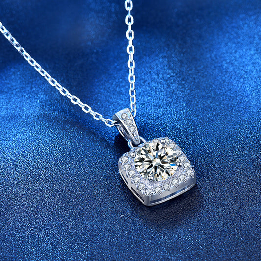 S925 Sterling Silver Moissanite Pendant Necklace - Apex Bling